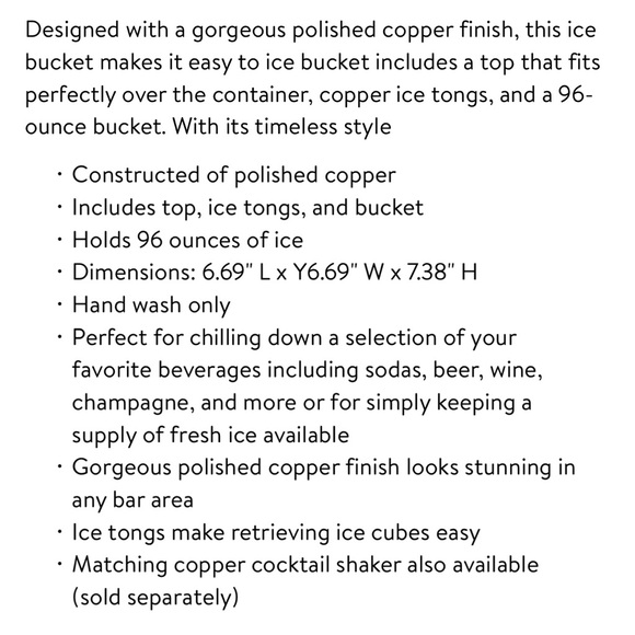 Mainstays 3 Quart Stainless Steel Ice Bucket,Copper / Dining - Picture 6 of 7